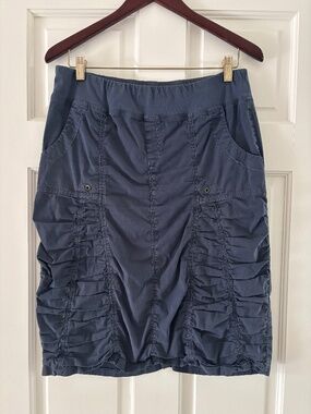 Wearables Ruched Cotton Skirt, Blue size Medium